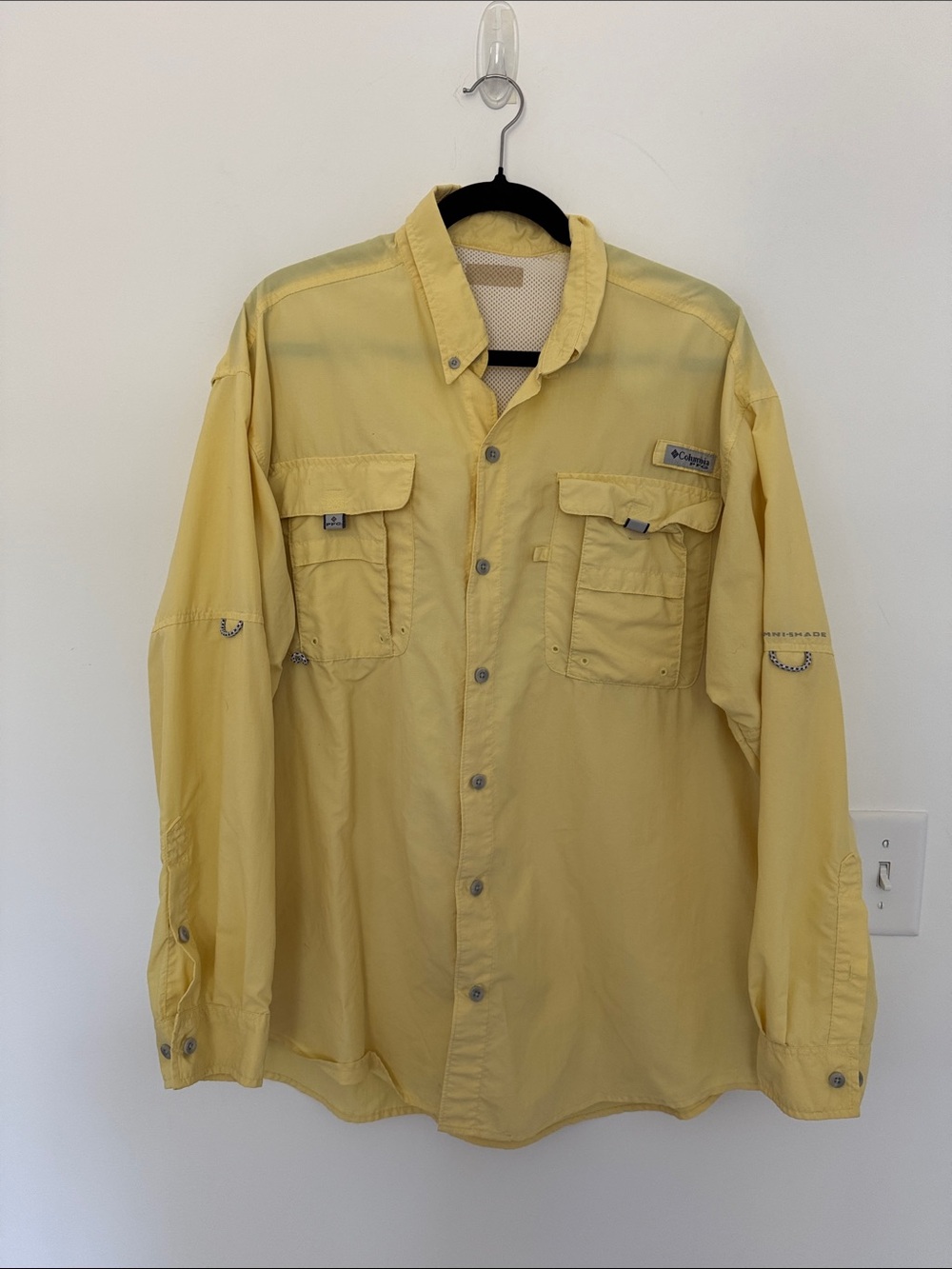 Columbia PFG Men's Yellow Lightweight Fishing Shirt Jacket - Size XL
